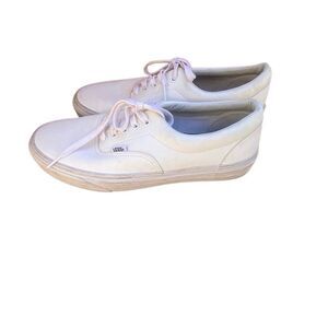 VANS White Leather Lace Up Classic Sneakers Skate Women’s 11 Men’s 9.5